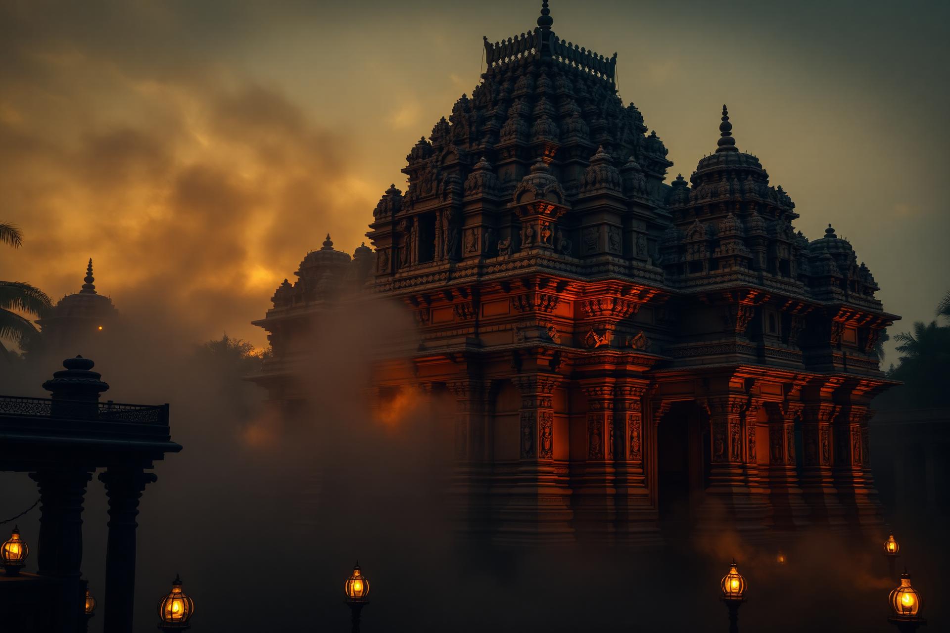 Hindu temple at sunrise